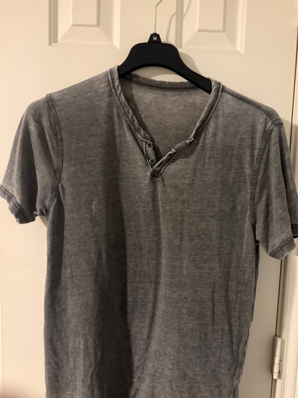 Lucky Brand Venice Burnout Gray Notch-Neck Tee